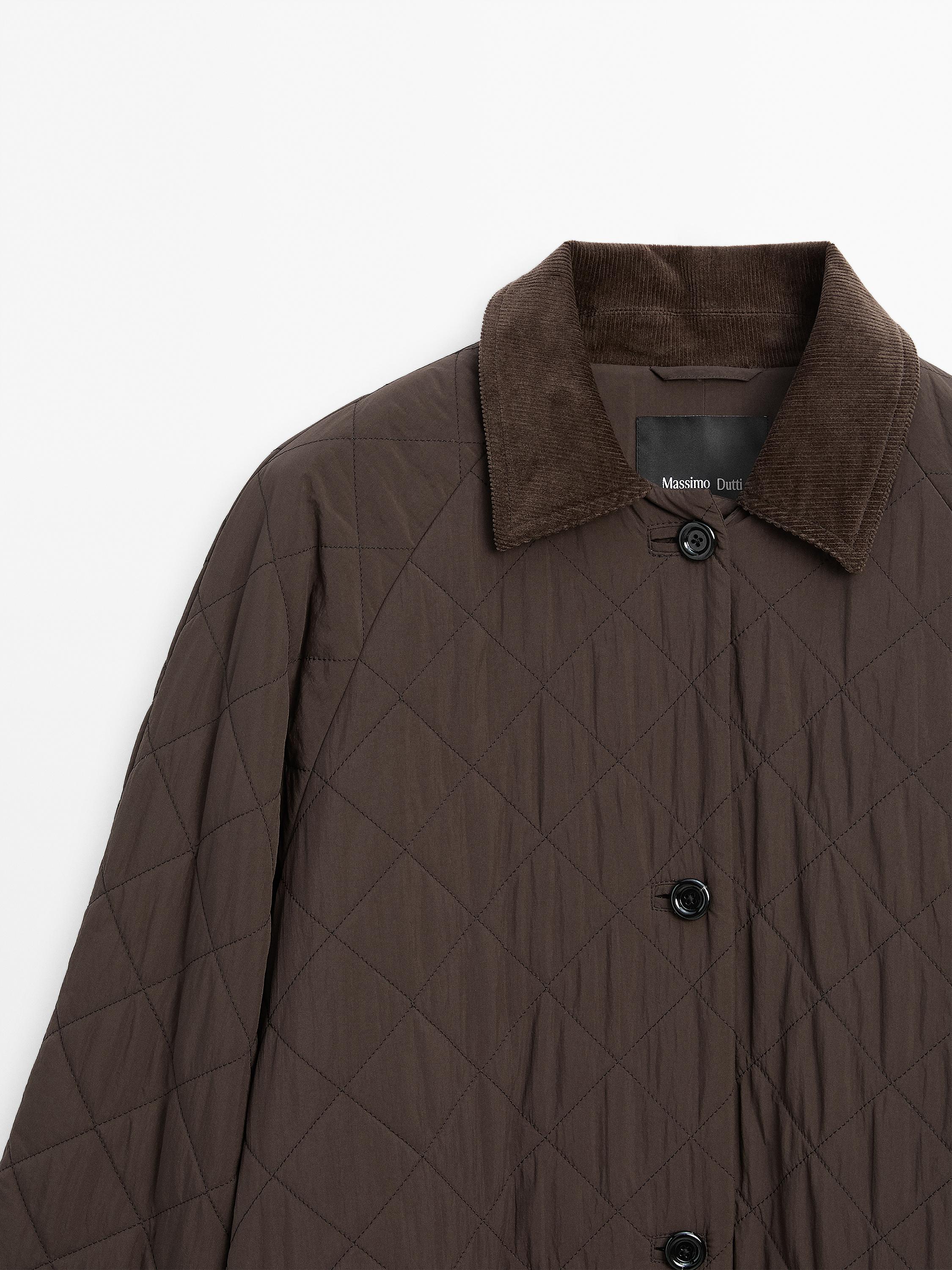 Manteau long détail velours côtelé