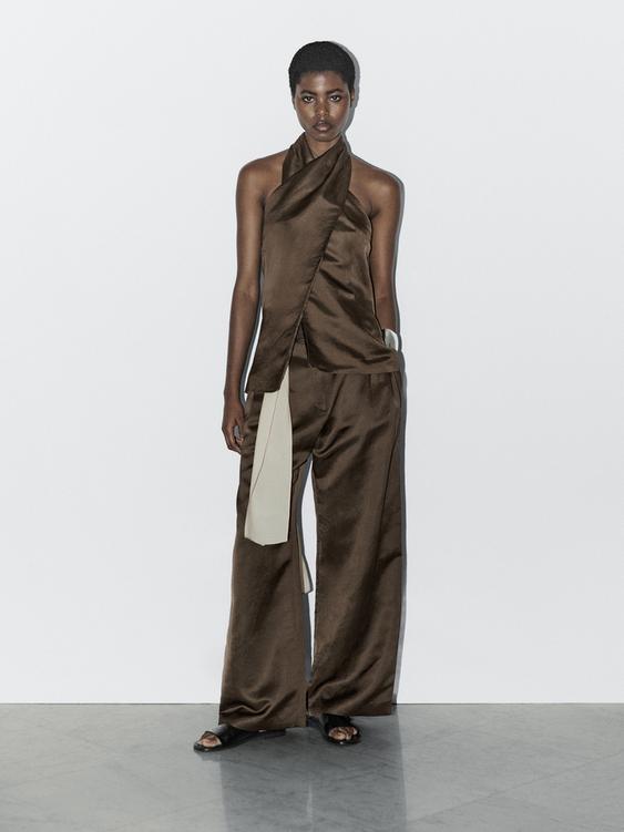 Linen blend halter neck waistcoat - STUDIO