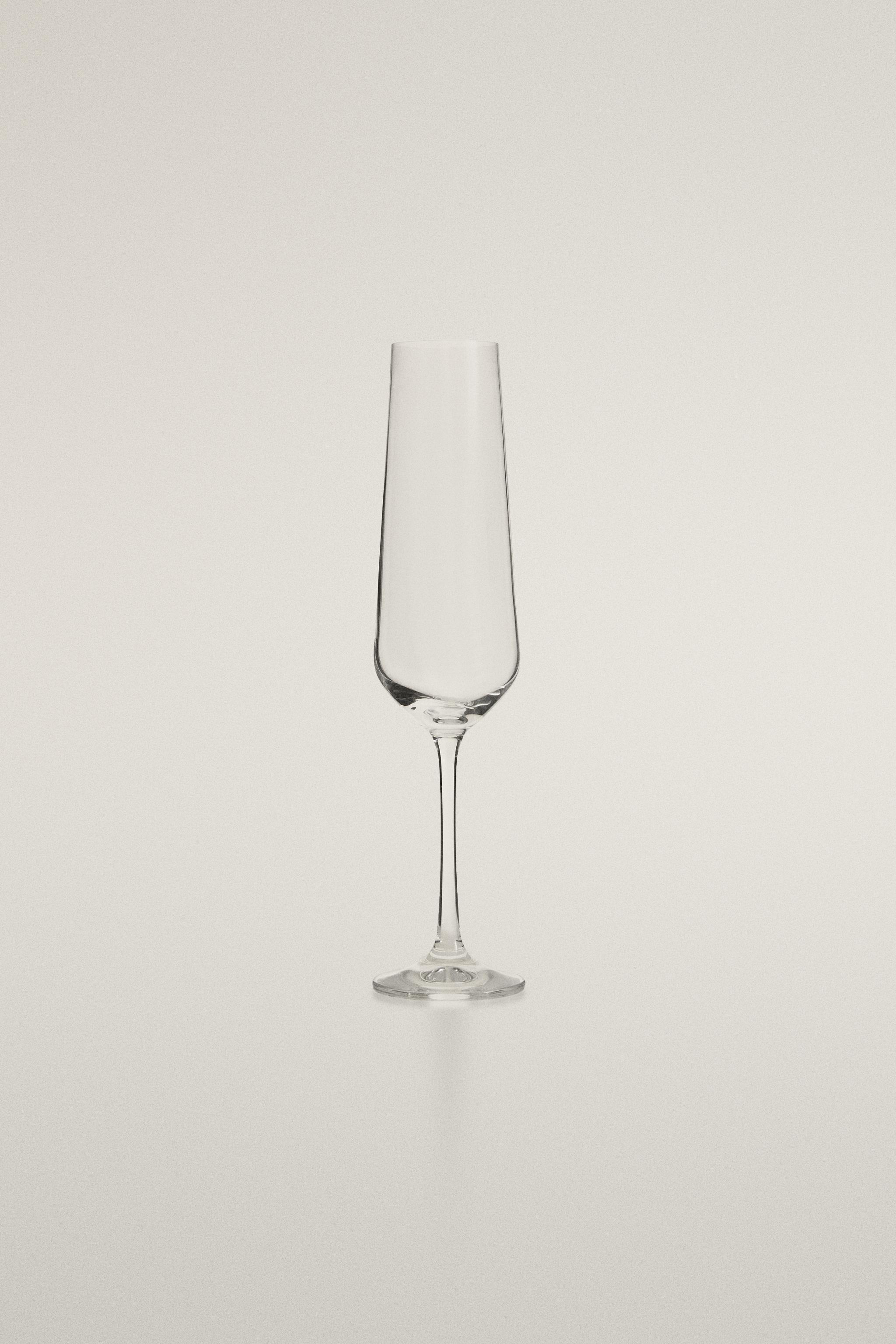 PLAIN BOHEMIAN CRYSTAL FLUTE GLASS — Transparent