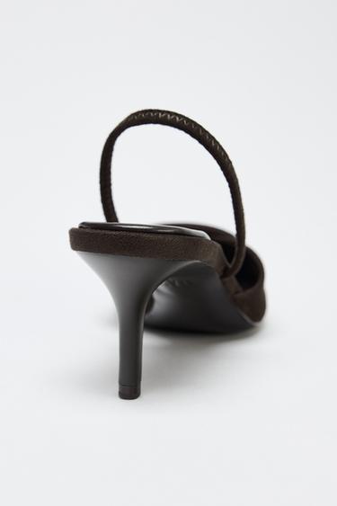CHAUSSURES OUVERTES À L'ARRIÈRE AVEC PIÈCE - Marron de Zara - Image 5