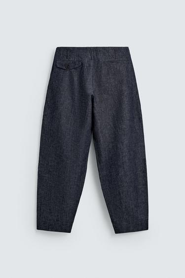 BALLOON FIT PLEATED TROUSERS - Blue / Indigo by Zara - Image 7