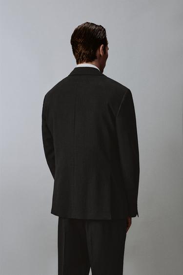 100% WOOL TEXTURED SUIT BLAZER - Black by Zara - Image 2