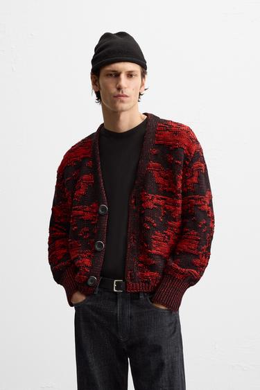 CARDIGAN I JACQUARD - LIMITED EDITION - rød fra Zara