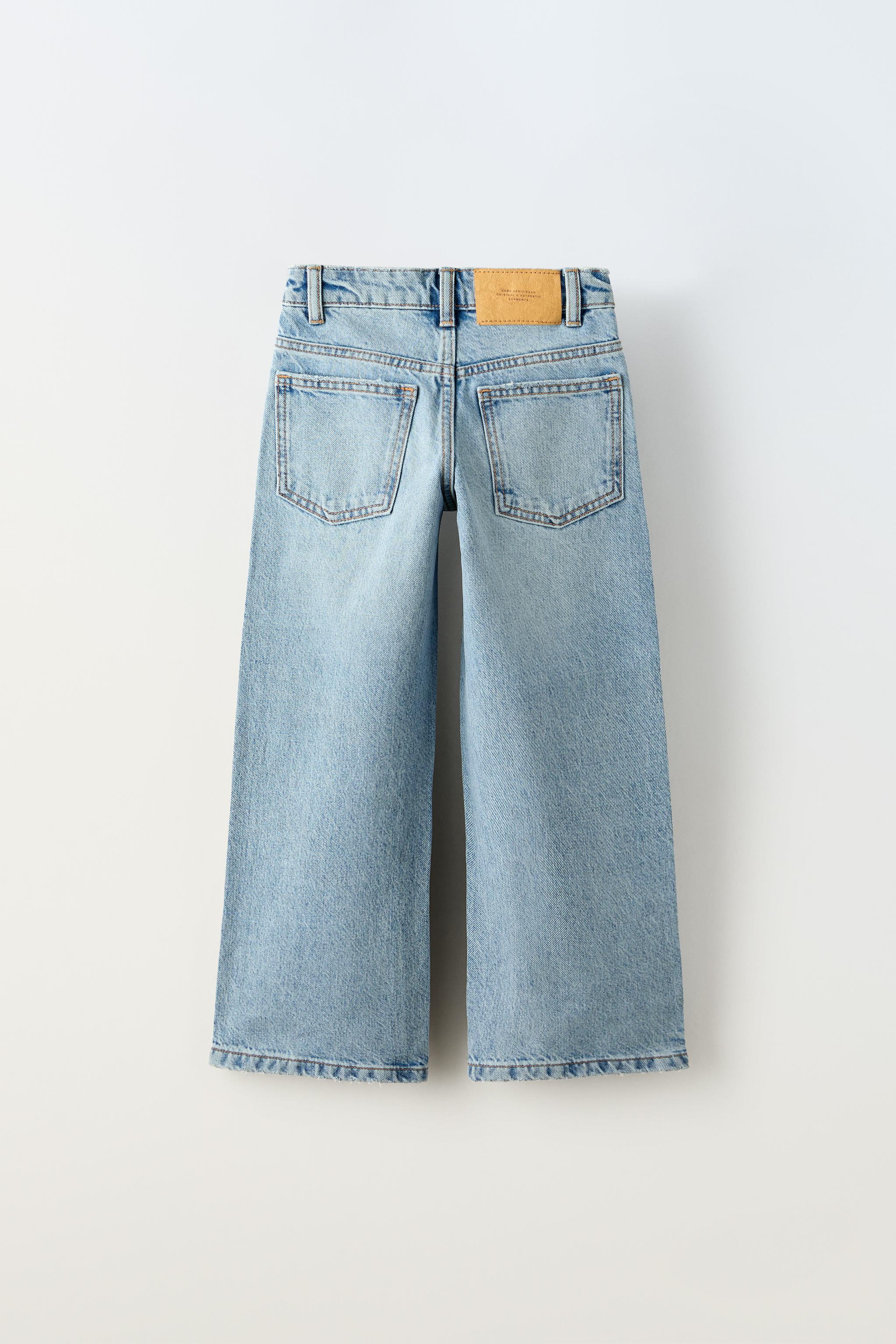 110-160cm Spring Kids Denim Loose Jeans Pants For Girls Crimped Wide Leg  Children Casual Teen