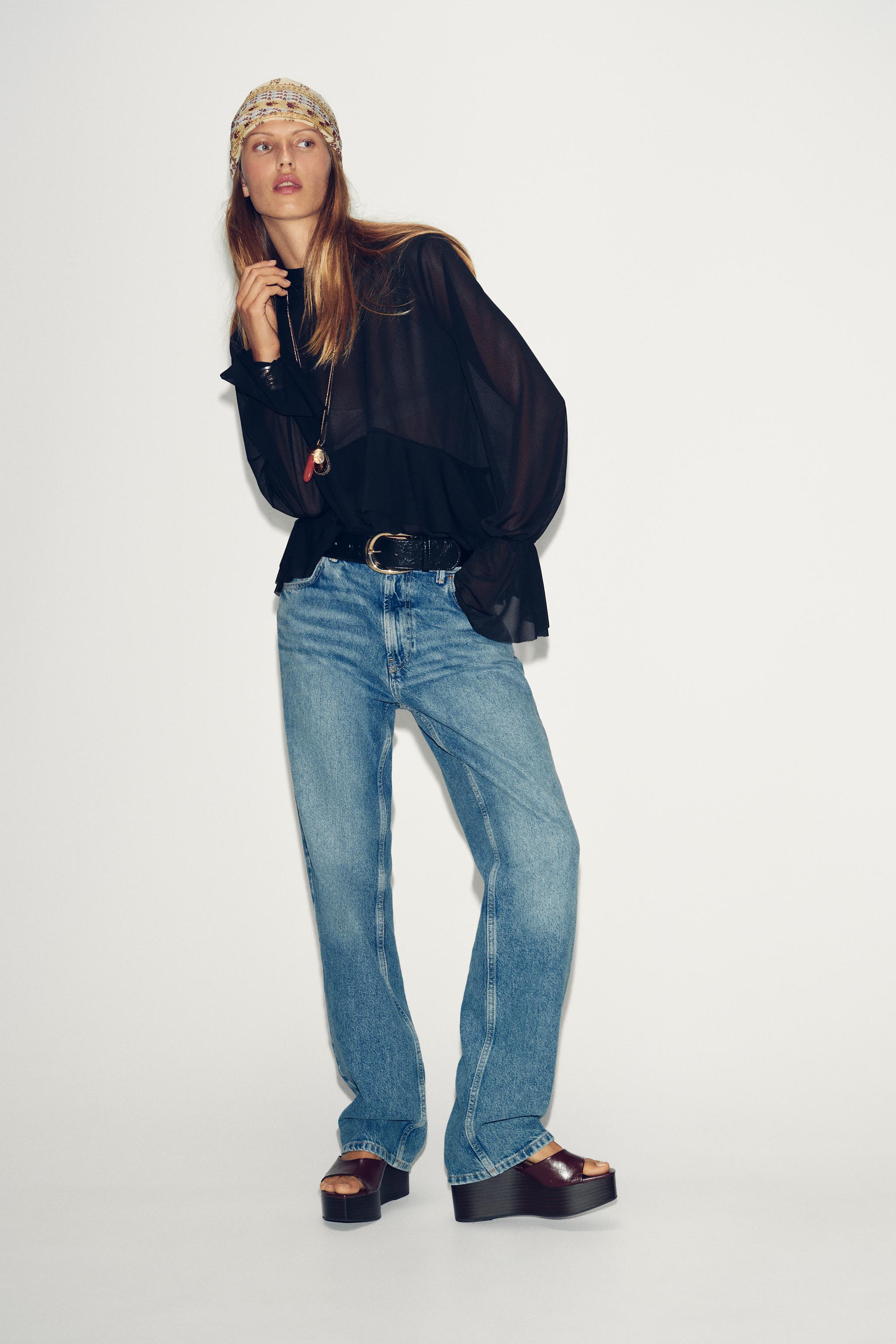 フリル付きフルイドトップス - ブラック | ZARA Japan / 日本