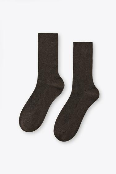 RIBBED SOCKS - Dark brown by Zara
