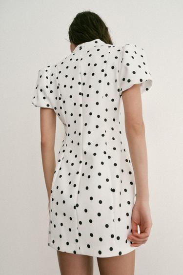 SHORT POLKA DOT DRESS - Black / White by Zara - Image 4