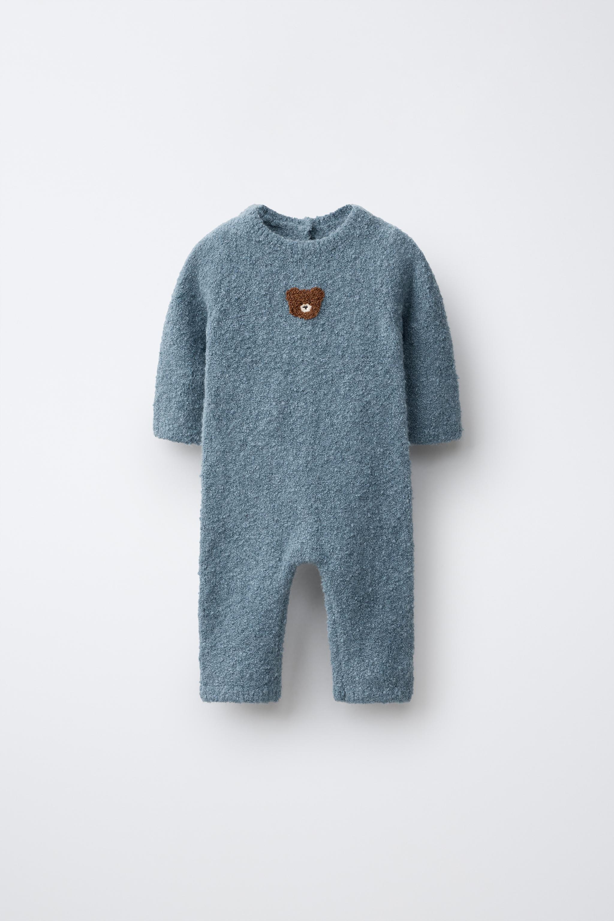 ZARA ベビー 新品 撥水防風加工ジャンプスーツ 98 スキーコレクション ベアパッチニットジャンプスーツ - ミディアムブルー | ZARA Japan / 日本