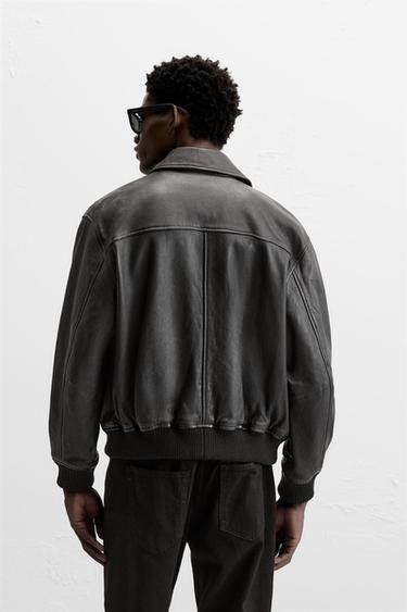 Zara LEATHER JACKET - Black