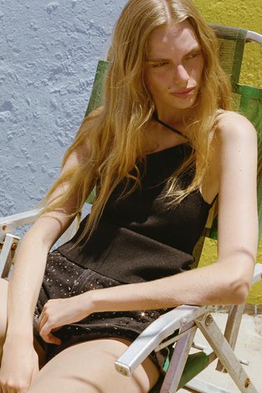 SHORTS DENIM BRILLOS - Negro de Zara