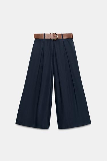 JUPE-CULOTTE À CEINTURE - Bleu marine de Zara