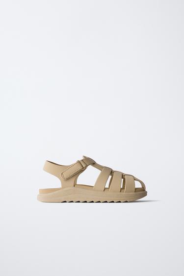 Zara RUBBERIZED CAGE SANDALS - Sandy Brown