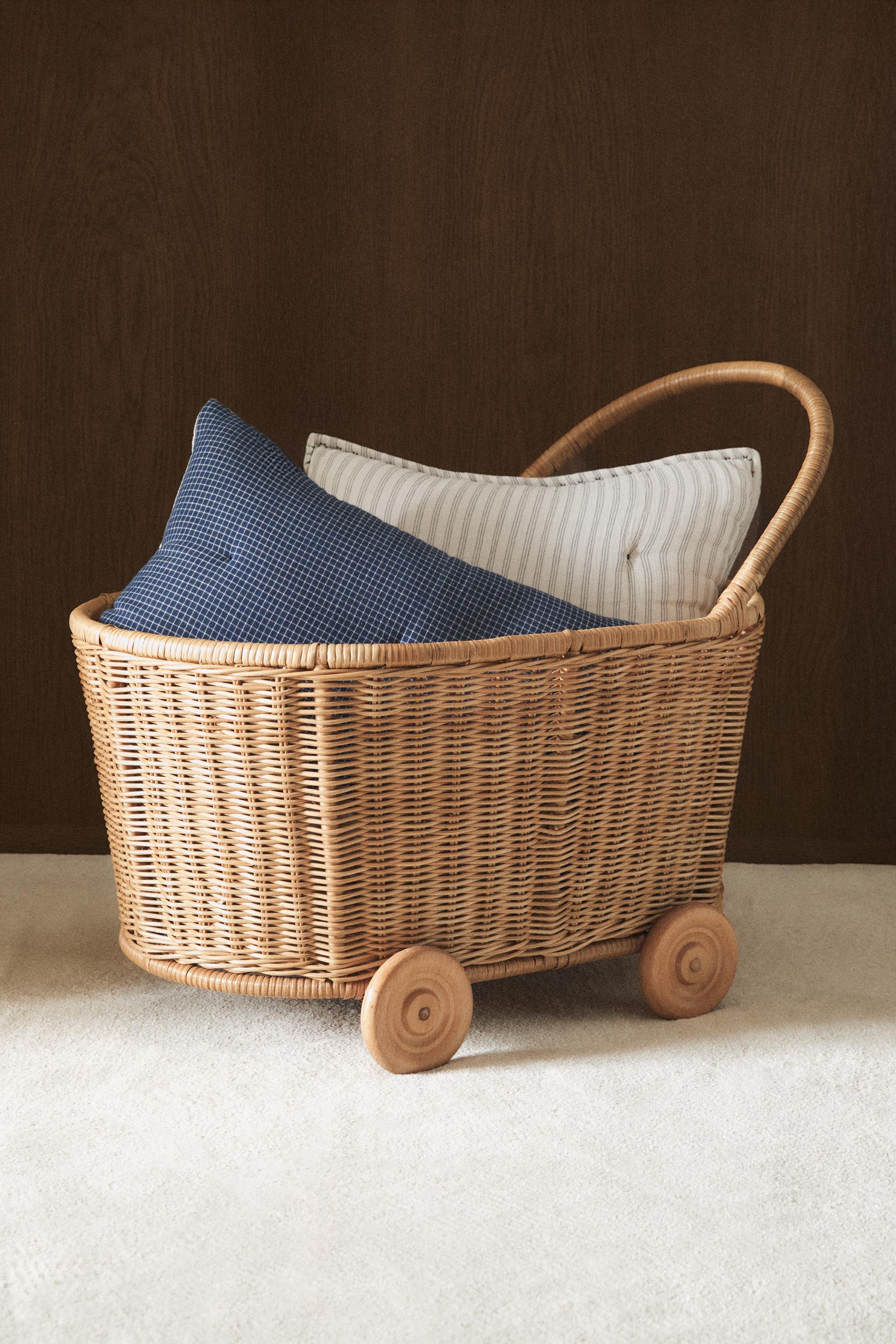 KIDS RATTAN CART WITH WHEELS