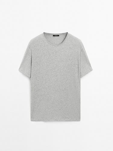 Camiseta lino algodón melange - Gris vigoré de Zara