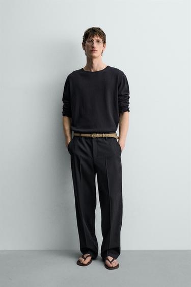 Zara LIGHTWEIGHT COTTON - LINEN JUMPER LIMITED EDITION - Navy blue - Image 0