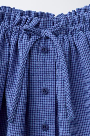 GINGHAM CHECK BERMUDA SKORT - Cornflower blue by Zara - Image 2