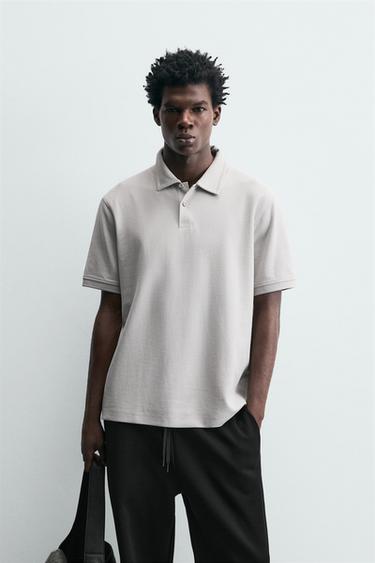 POLO ESTRUCTURA PIQUÉ - Gris azul de Zara