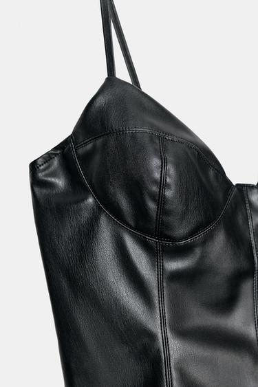 TOP-CORSET EN MATIÈRE SYNTHÉTIQUE - Noir de Zara - Image 5
