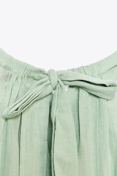 EMBROIDERED GAUZE TOP - Sea green by Zara - Image 5