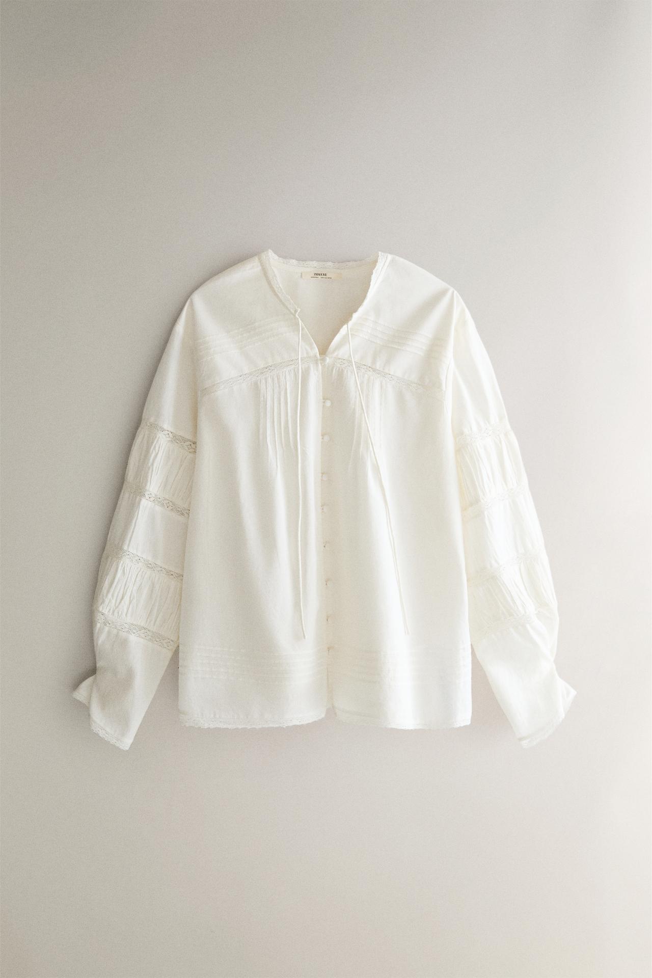 LACE COTTON SHIRT — Ivory