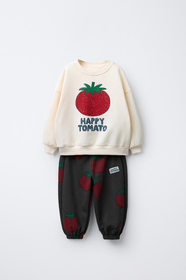 ENSEMBLE DE JOGGING SWEAT ET JOG IMPRIMÉ - Écru moyen de Zara