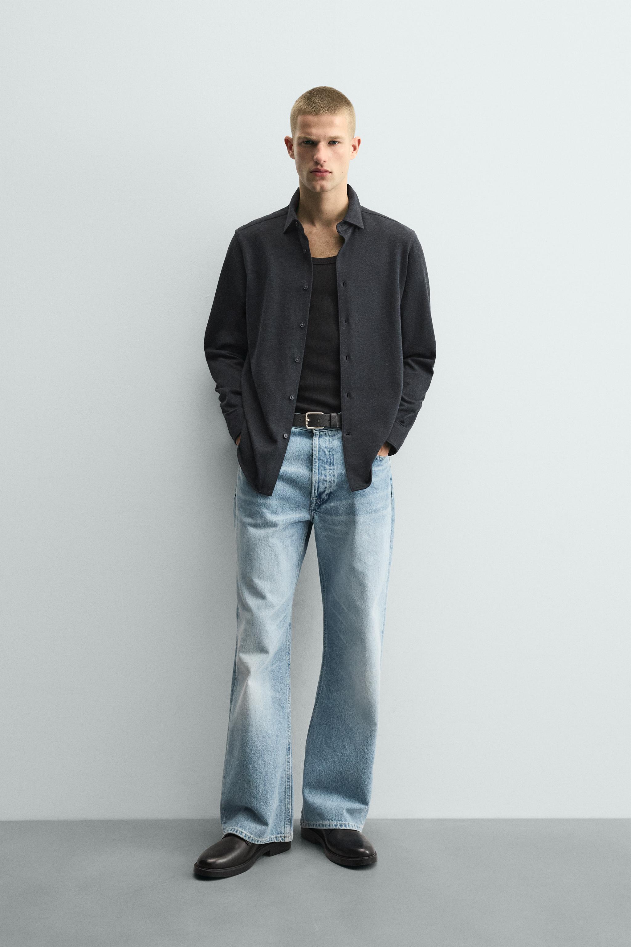 よ CAMISA RELAXED FIT ESTRUTURADA - Azul-marinho-escuro | ZARA Brasil