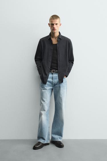 CAMISA RELAXED FIT ESTRUCTURA - Marino oscuro de Zara - Imagen 0