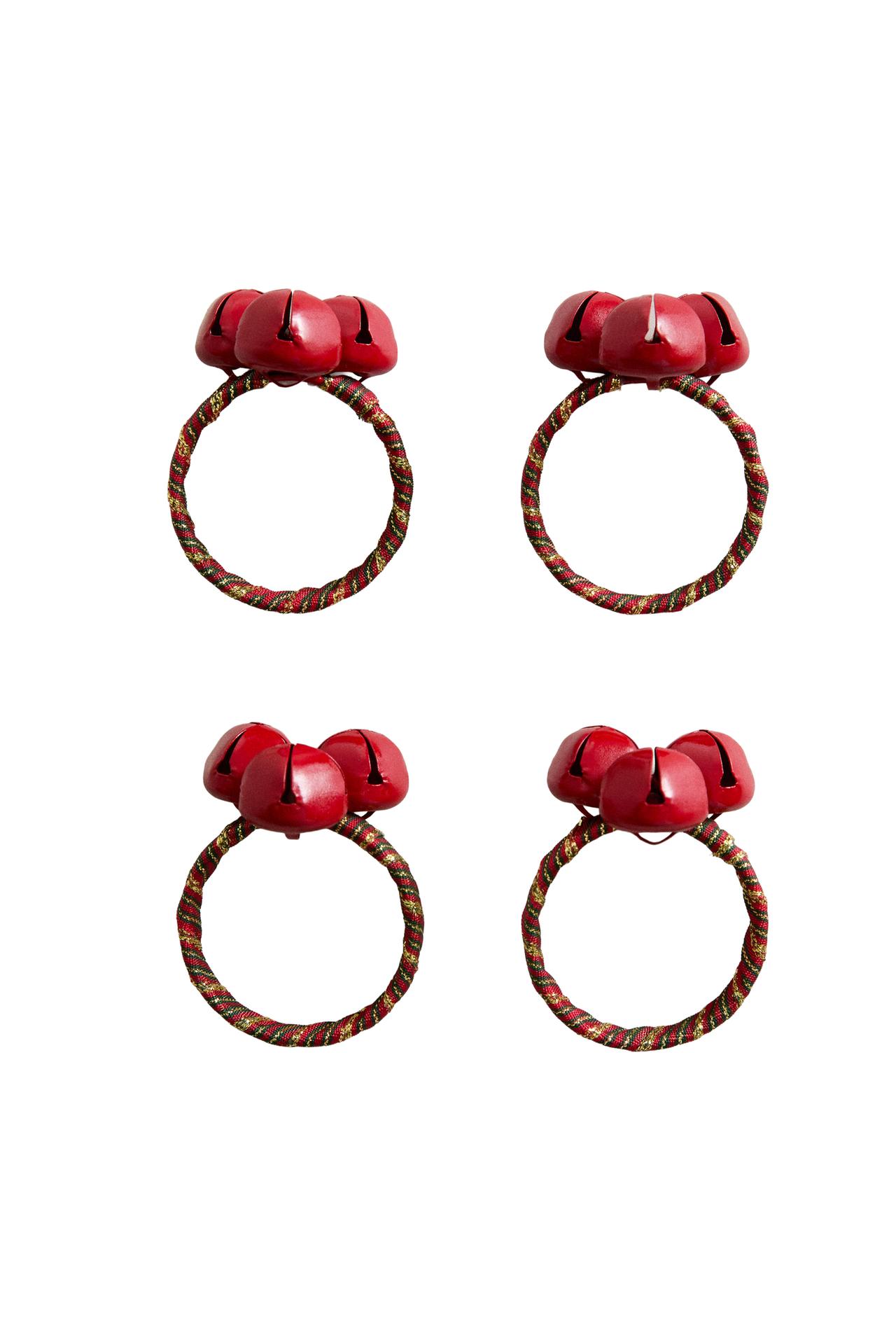 CHRISTMAS SLEIGH BELL NAPKIN RINGS (PACK OF 4)