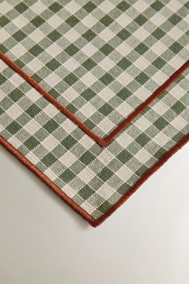 SET DE TABLE CARREAUX ET SURPIQÛRES - Vert de Zara - Image 2