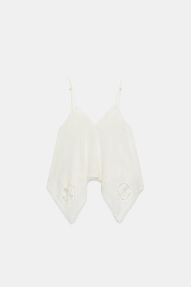 TOP EN GAZE ASYMÉTRIQUE BRODÉ - Blanc cassé de Zara - Image 10