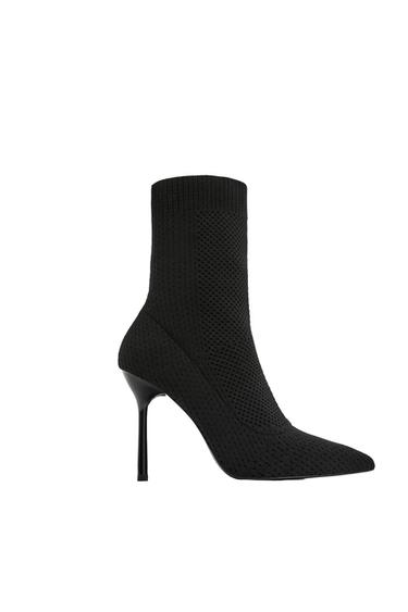 STRETCH FABRIC HIGH HEEL ANKLE BOOTS