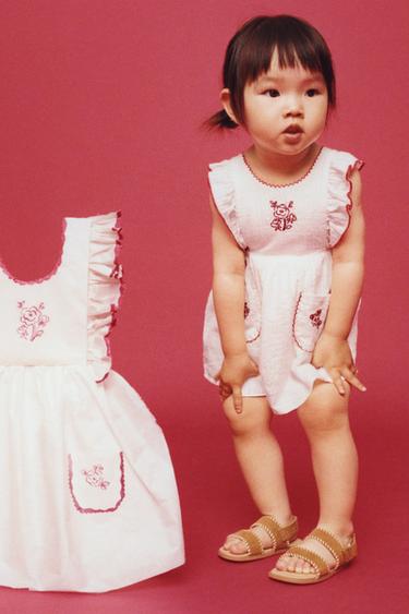 RUSTIC DRESS AND BRIEFS WITH FLORAL EMBROIDERY - White by Zara