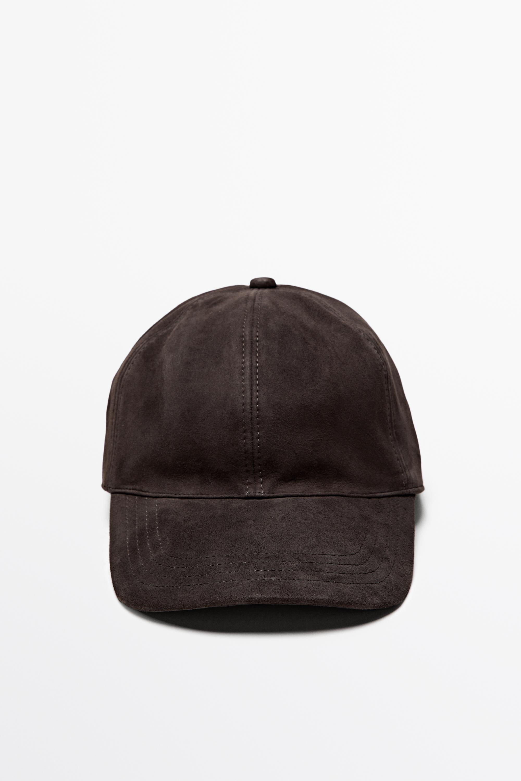 Suede leather cap — Brown
