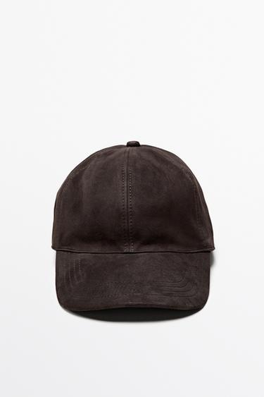 Casquette en cuir daim - Marron de Zara - Image 0