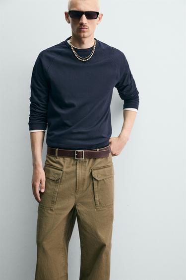 PANTALON COUPE LARGE À PASSANT - Kaki de Zara - Image 5