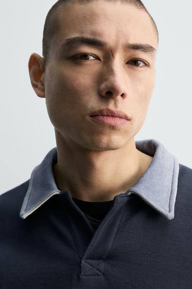 STRIPED SPRAY PRINT POLO SHIRT - Dark navy by Zara