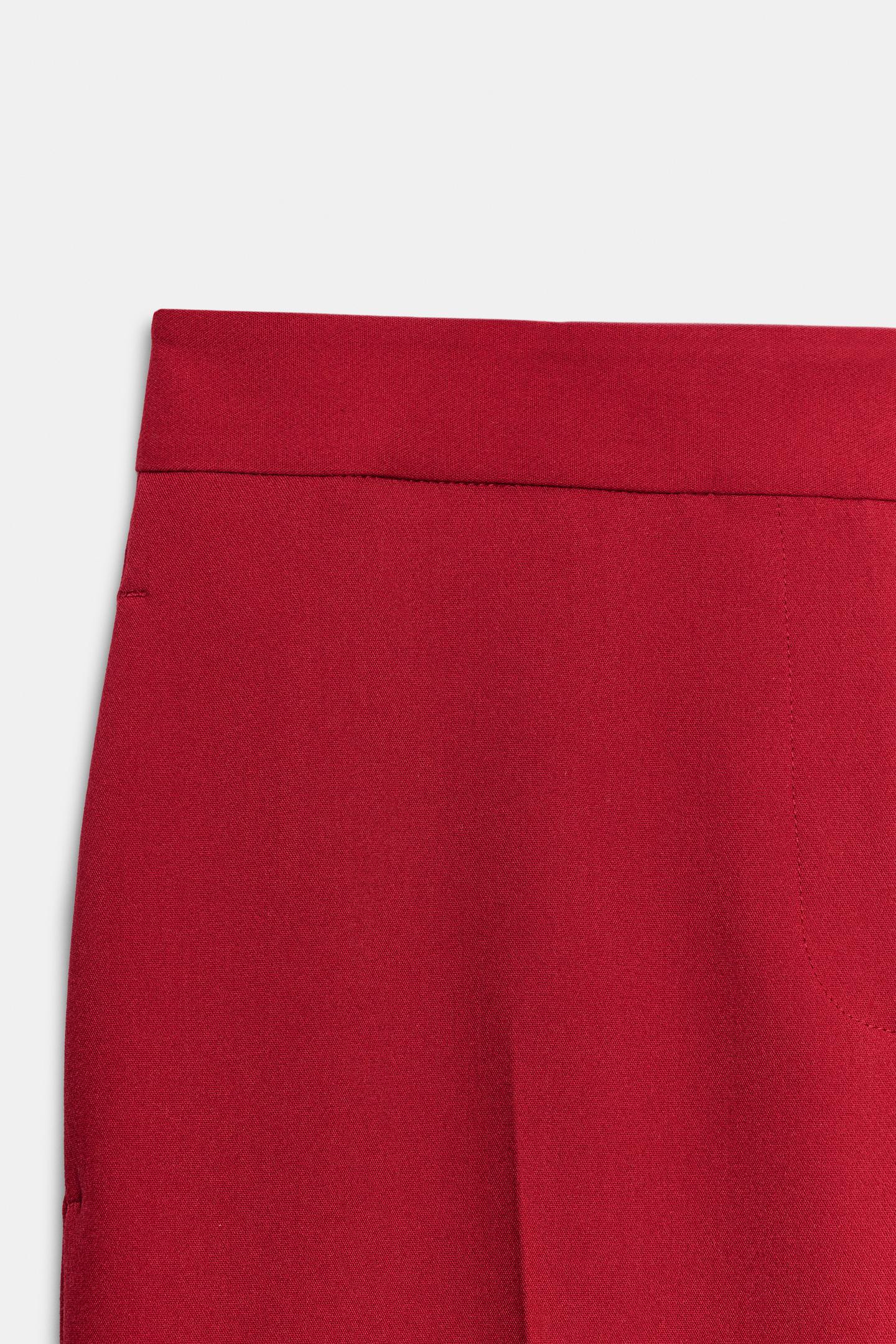 Женские брюки Zara Wide Leg, цвет: Красный — фото 9