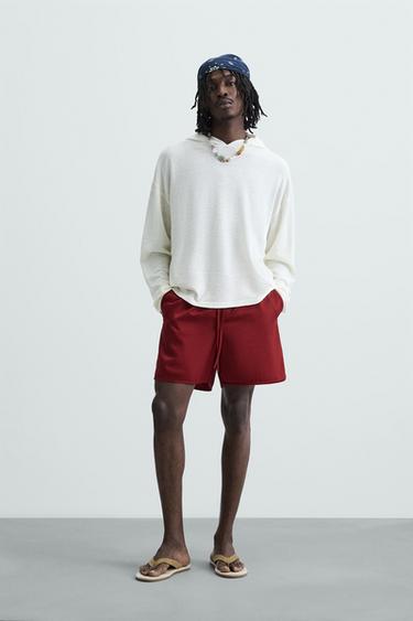 COTTON/LYOCELL BERMUDA SHORTS - Burgundy by Zara - Image 0