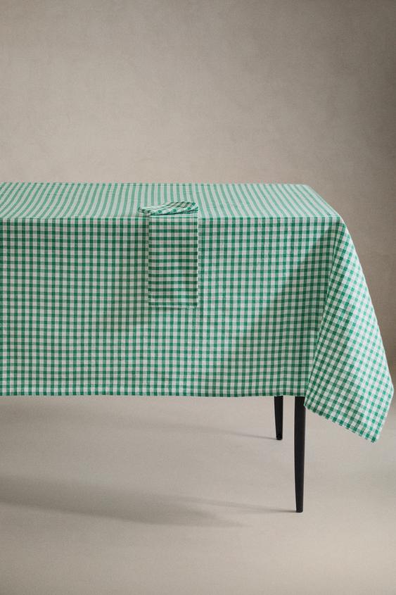 Zara GINGHAM TABLECLOTH - Green - Image 0