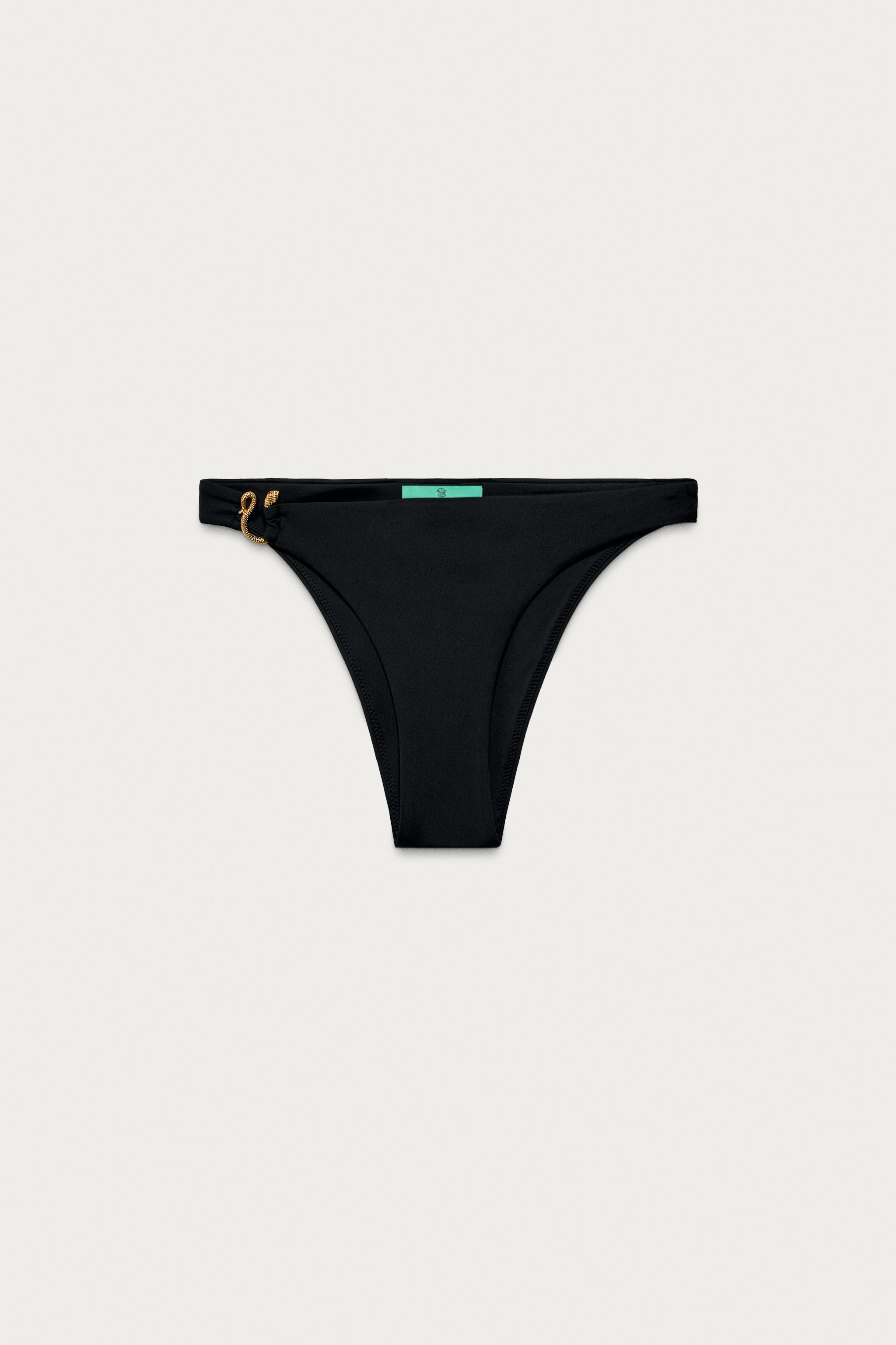 MARISA BERENSON X ZARA SNAKE BIKINI BOTTOMS — Black (alternate view)