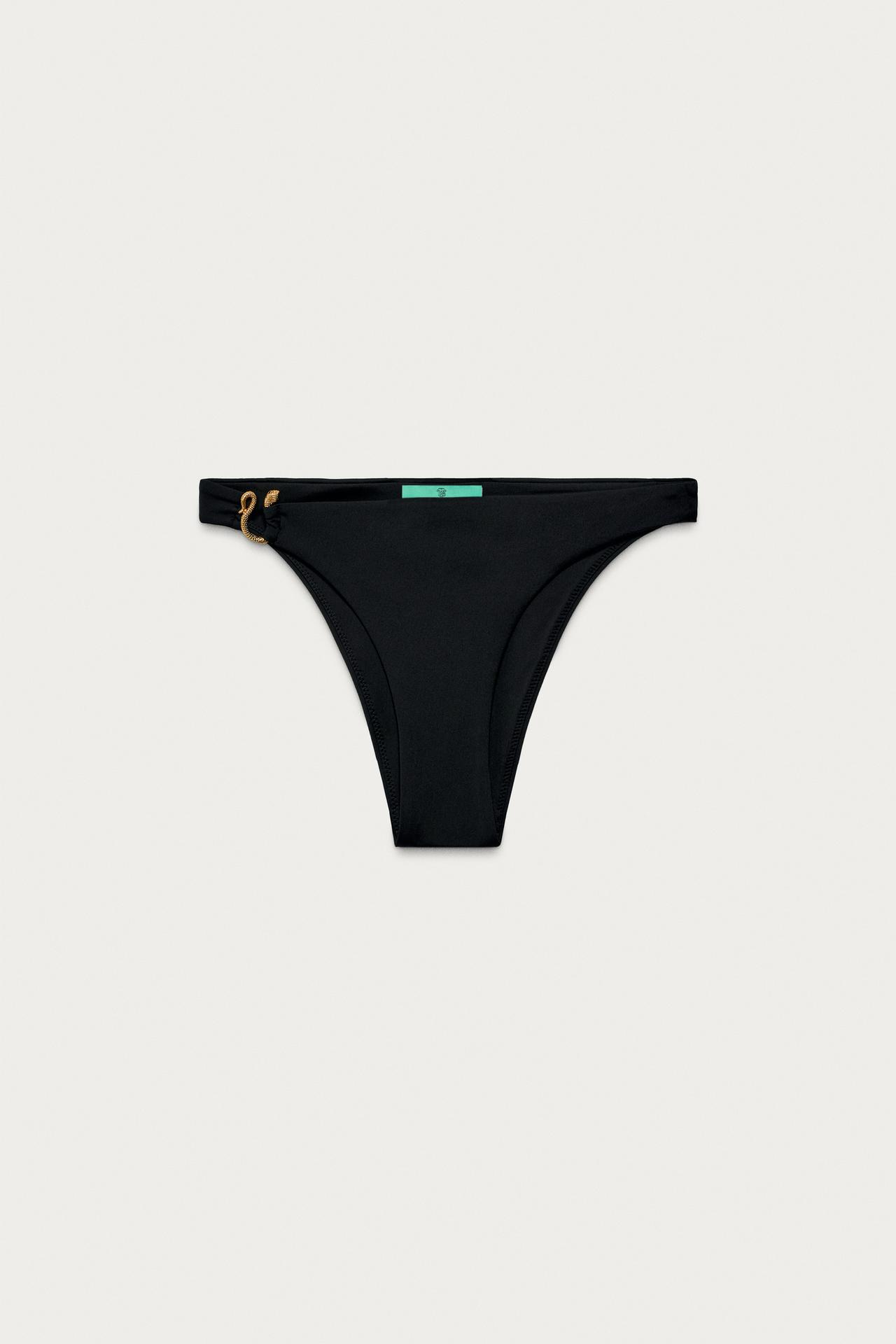 MARISA BERENSON X ZARA SNAKE BIKINI BOTTOMS — Black