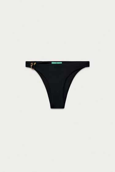 Zara MARISA BERENSON X ZARA SNAKE BIKINI BOTTOMS - Black