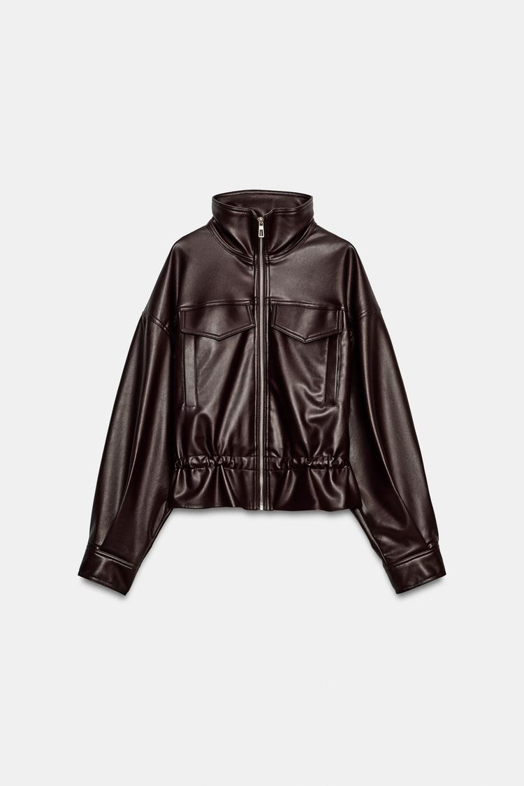 Chaqueta de efecto cuero con cintura ajustable 7