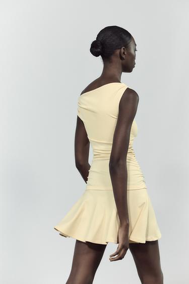 TEXTURED DRESS WITH GATHERED DETAIL - Butter by Zara - Image 4