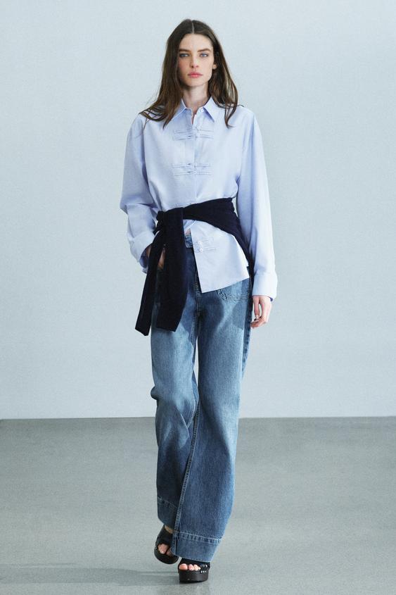 ZW COLLECTION OXFORD SHIRT WITH FROG FASTENING - Sky blue by Zara - Image 0