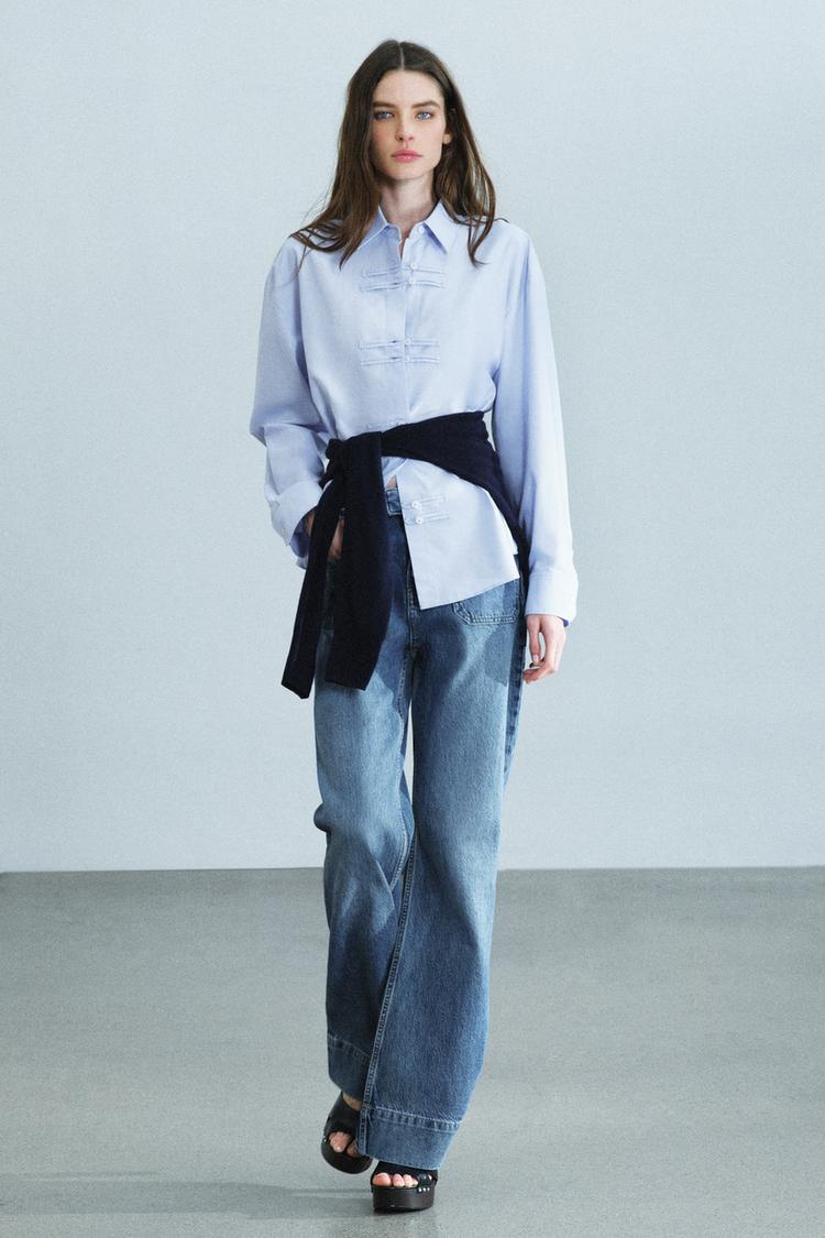 ZW COLLECTION OXFORD SHIRT WITH FROG FASTENING