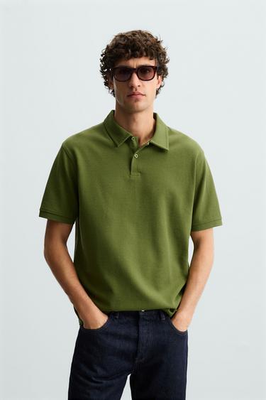Zara TEXTURED POLO - Intense green