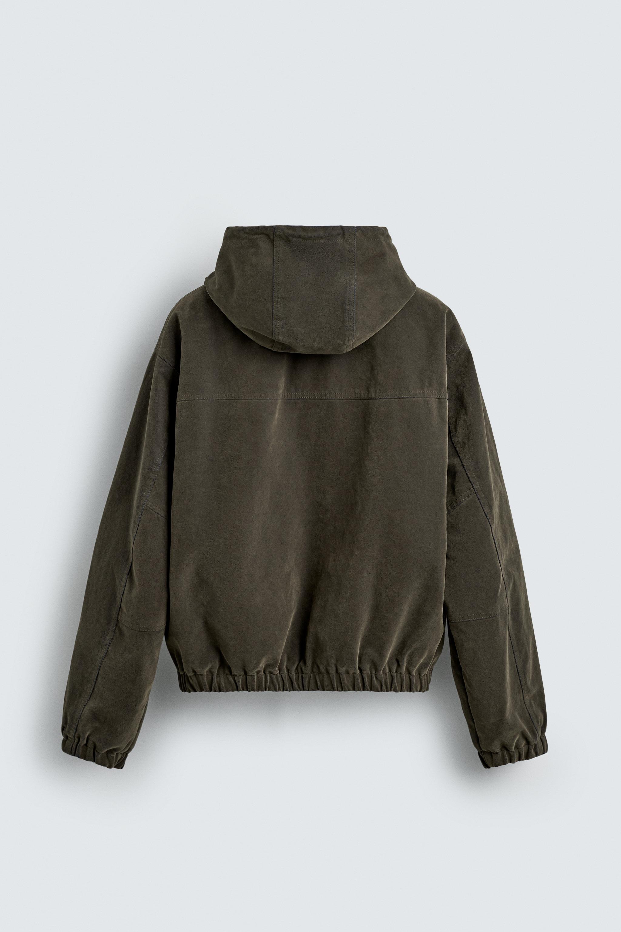 VELOUR HOODED PUFFER JACKET