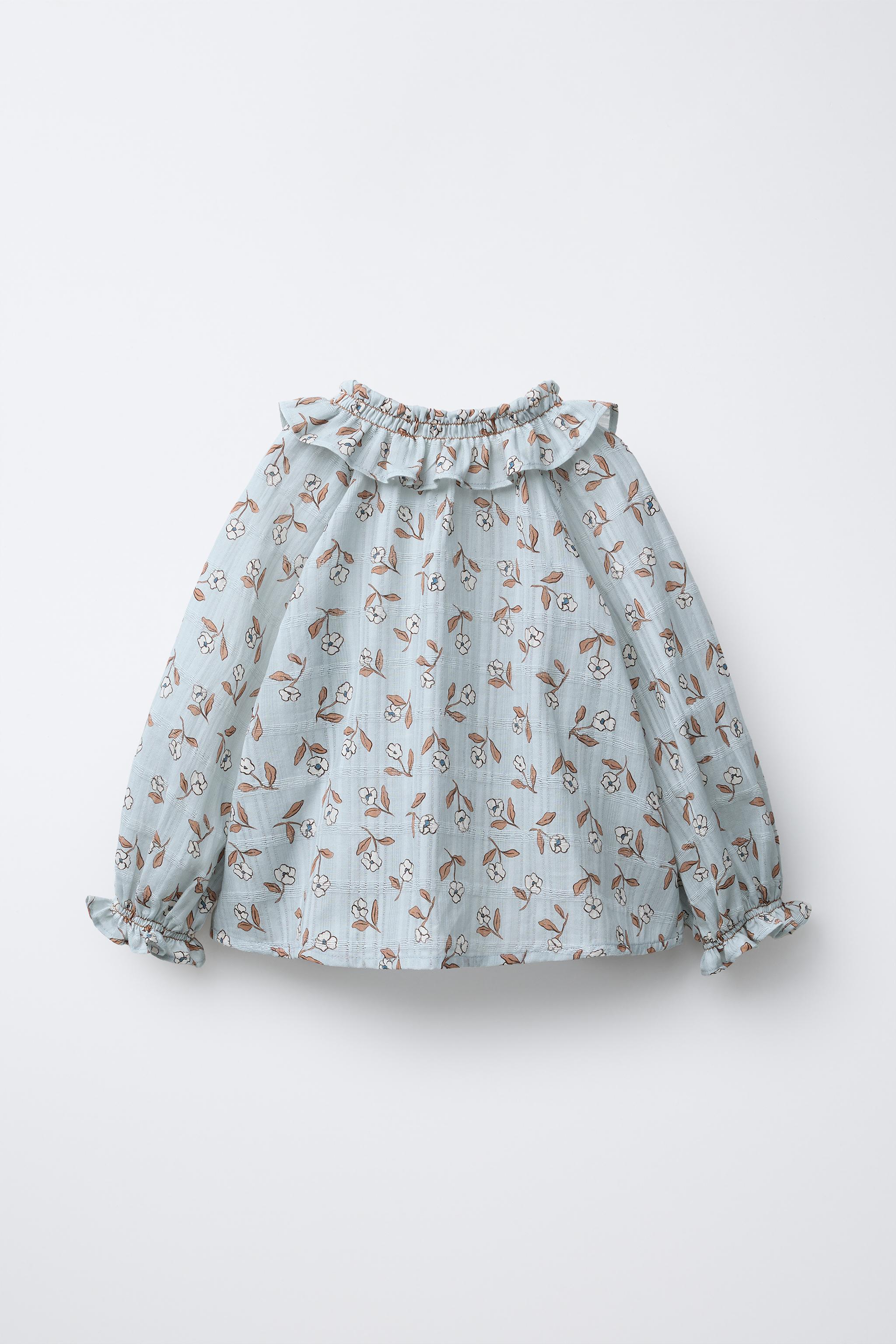 フラワー柄ブラウス - ライトブルー | ZARA Japan / 日本