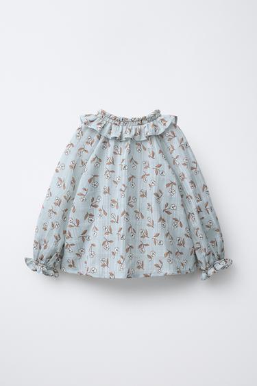 BLOUSE IMPRIMÉE À FLEURS - Bleu clair de Zara - Image 1